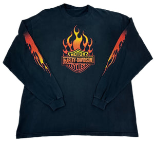 Vintage 90s Harley-Davidson Flames Long Sleeve T-Shirt