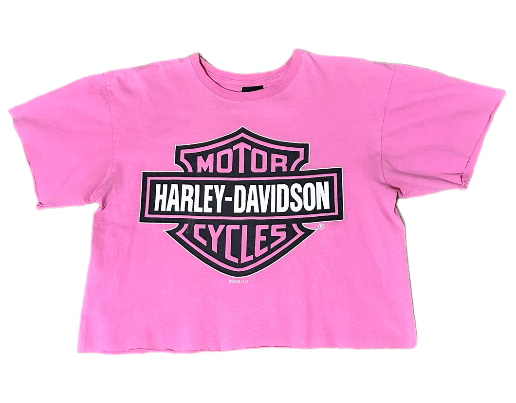 Vintage Cropped Pink Harley Davidson T-Shirt