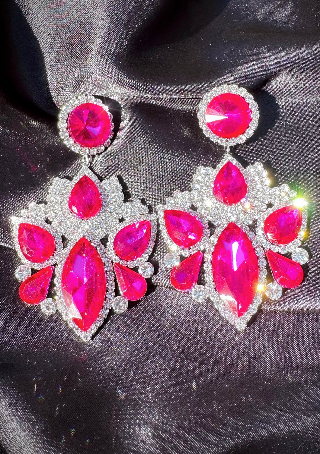 Marquise Teardrop Earrings in Fuchsia