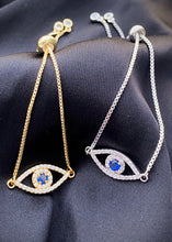 Load image into Gallery viewer, Evil Eye Pull Tie Bracelet
