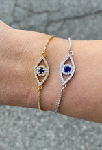 Load image into Gallery viewer, Evil Eye Pull Tie Bracelet

