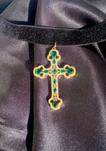 Load image into Gallery viewer, Velvet Ornate Cross Choker
