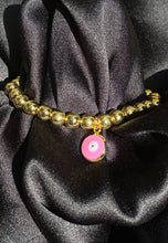 Load image into Gallery viewer, Pink Evil Eye Bead Bracelet in Gold
